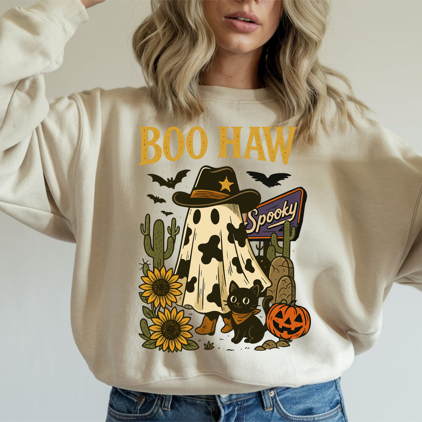 BOO HAW HALLOWEEN TSHIRT OR SWEATSHIRT S-4XL