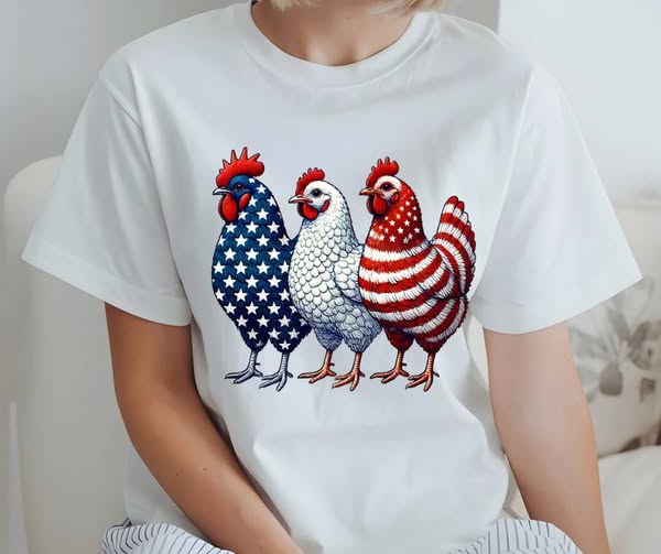 AMERICAN FLAG CHICKENS TSHIRT OR SWEATSHIRT S-4XL