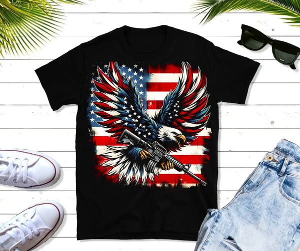 AMERICAN FLAG BALD EAGLE TSHIRT OR SWEATSHIRT S-4XL