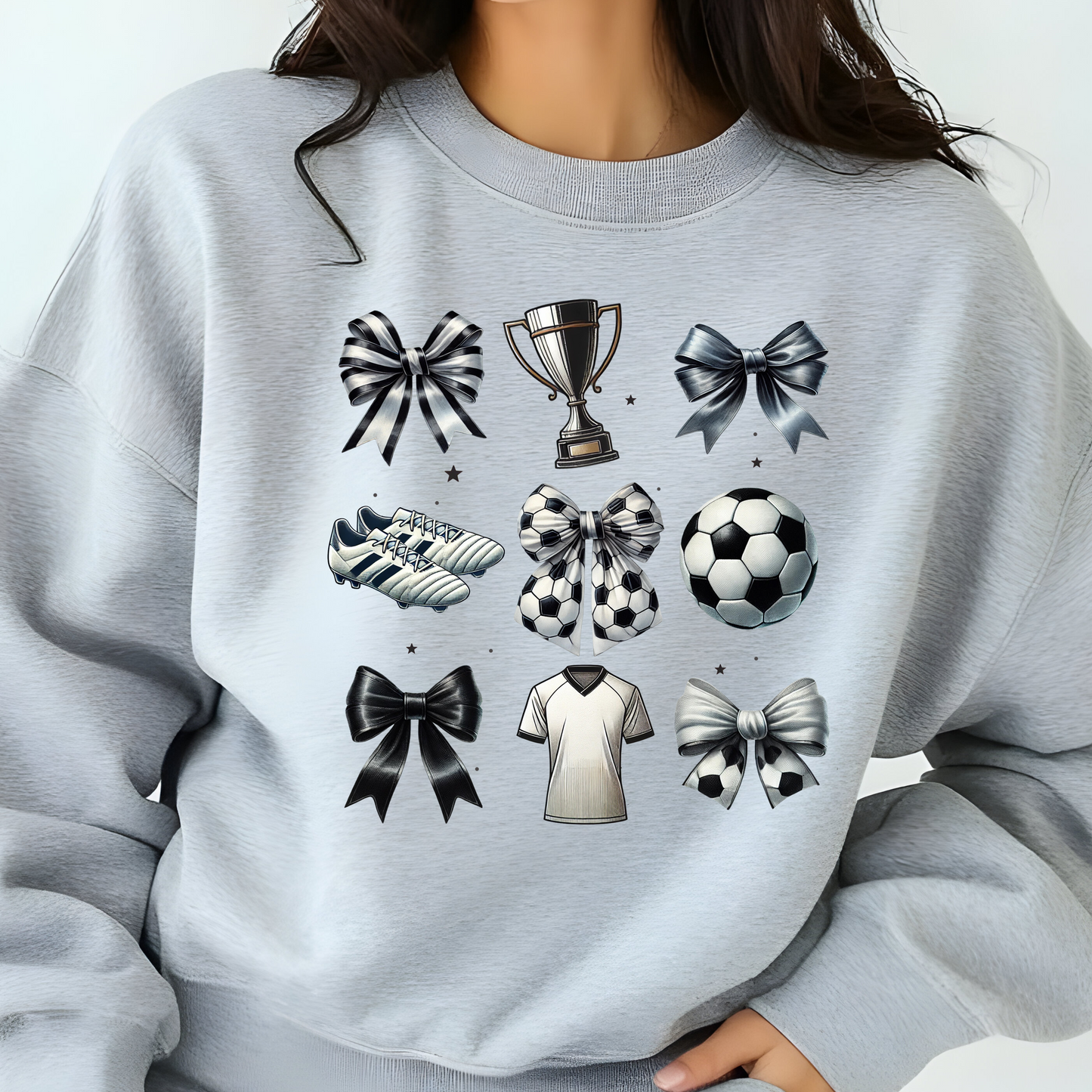 SOCCER BALL, TROPHY, COQUETTE BOW TSHIRT OR SWEATSHIRT S-4XL