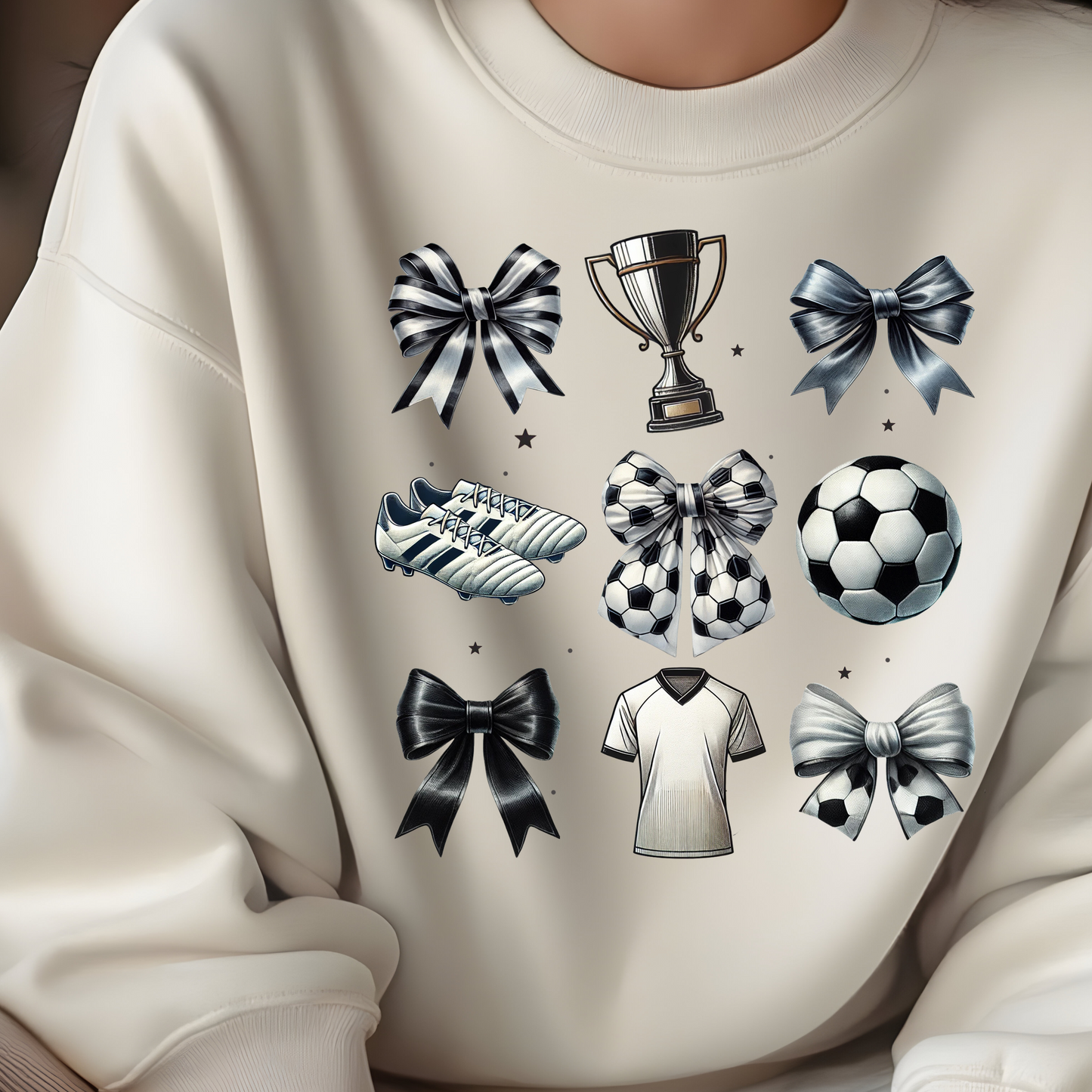 SOCCER BALL, TROPHY, COQUETTE BOW TSHIRT OR SWEATSHIRT S-4XL