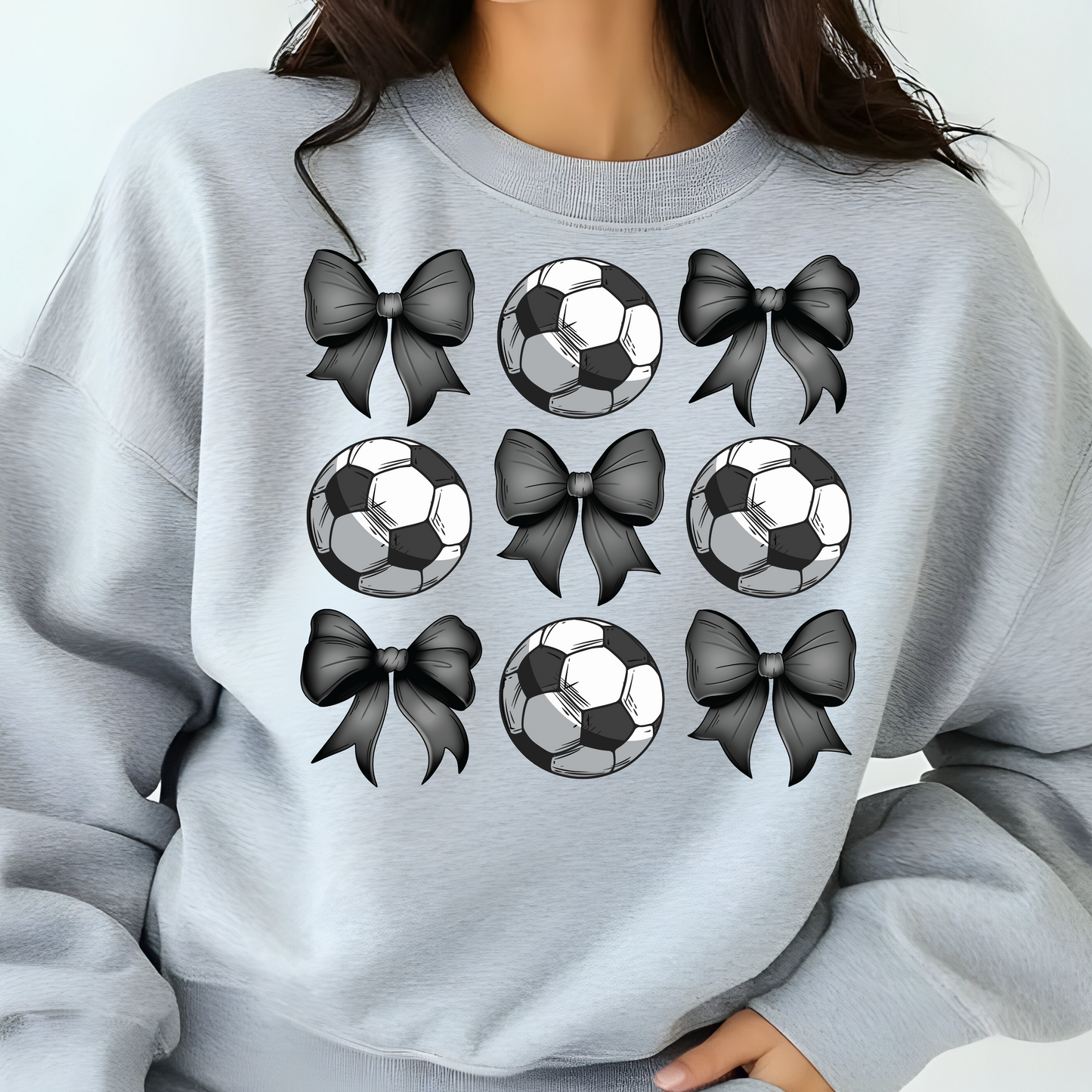 SOCCER BALL AND COQUETTE RIBBON TSHIRT OR SWEATSHIRT S-4XL