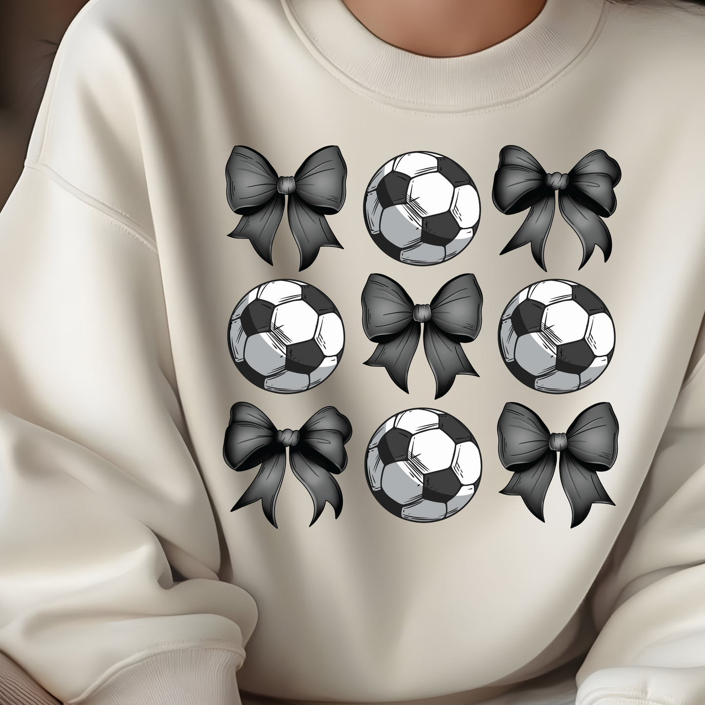 SOCCER BALL AND COQUETTE RIBBON TSHIRT OR SWEATSHIRT S-4XL