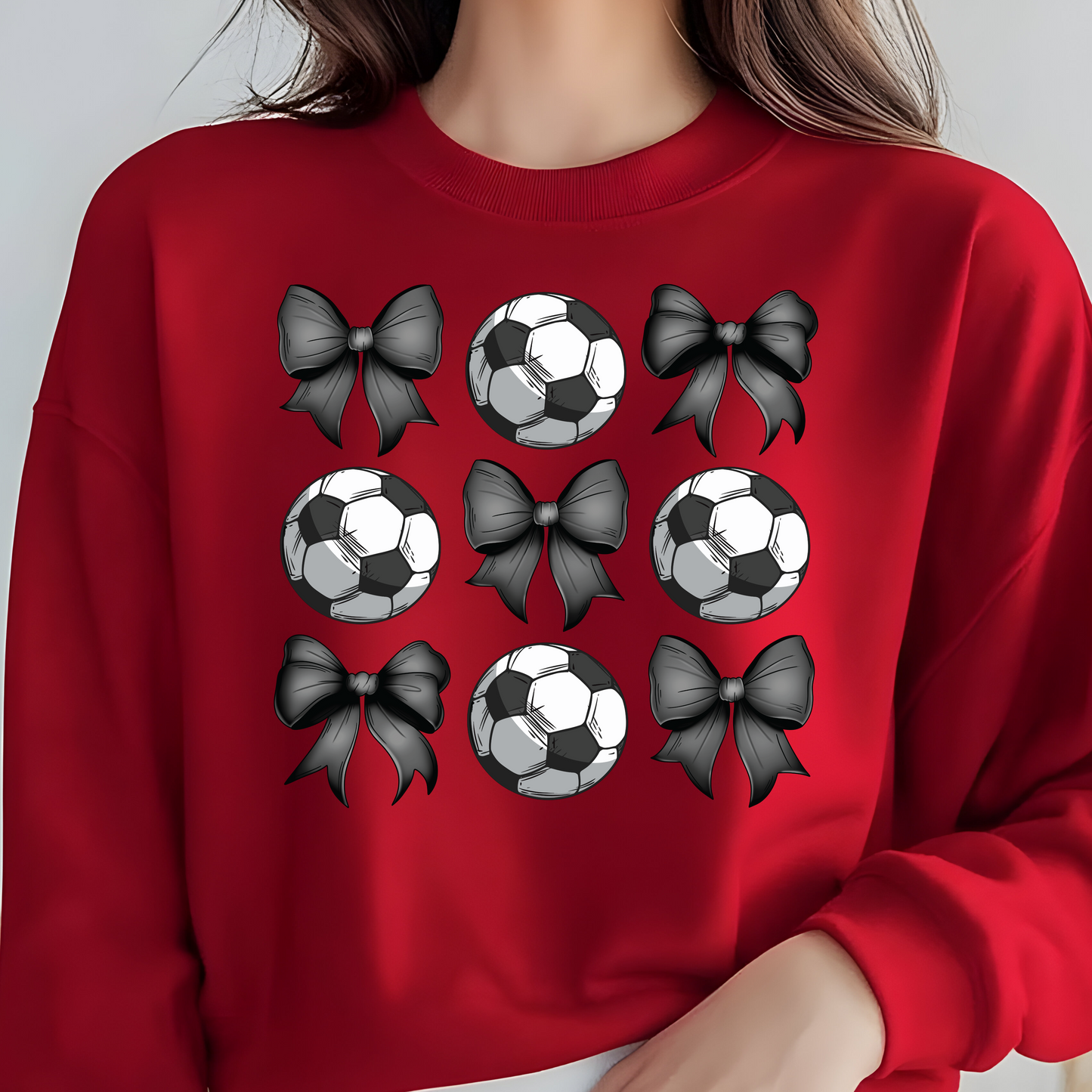 SOCCER BALL AND COQUETTE RIBBON TSHIRT OR SWEATSHIRT S-4XL