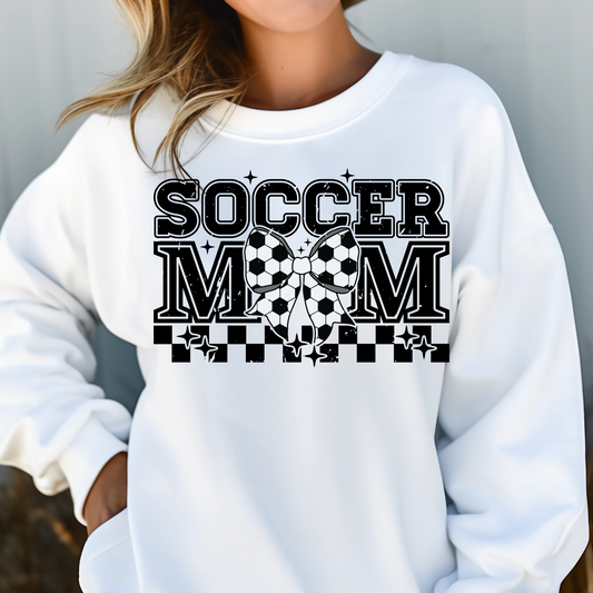 SOCCER MOM COQUETTE SOCCER BOW TSHIRT OR SWEATSHIRT S-4XL