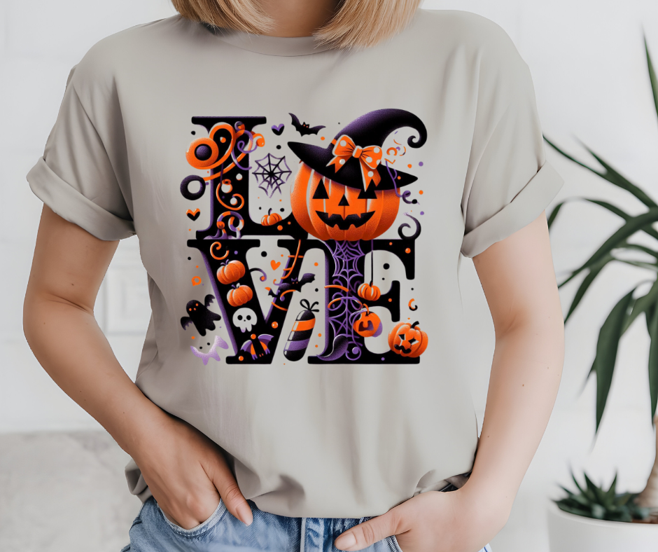 LOVE PUMPKIN WITCH TSHIRT OR SWEATSHIRT S-4XL
