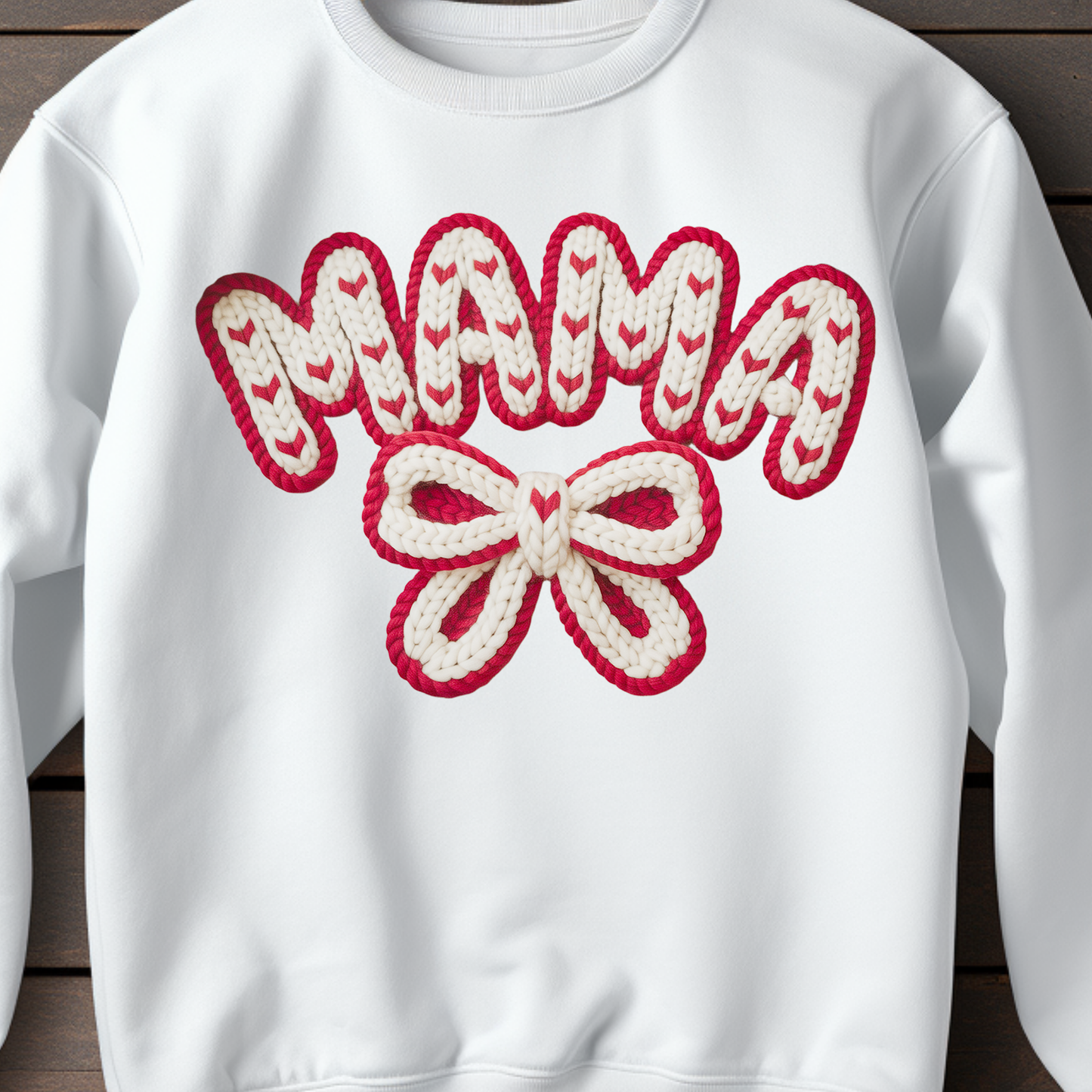 FAUX YARN MAMA WITH BOW Tshirt or Sweatshirt S-4XL
