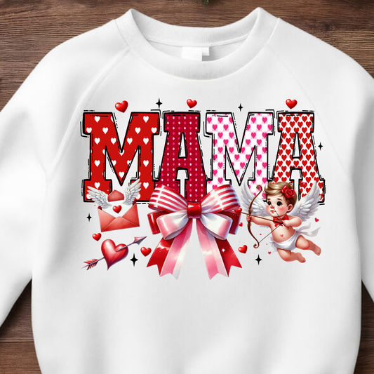 VALENTINES MAMA WITH CUPID Tshirt or Sweatshirt S-4XL