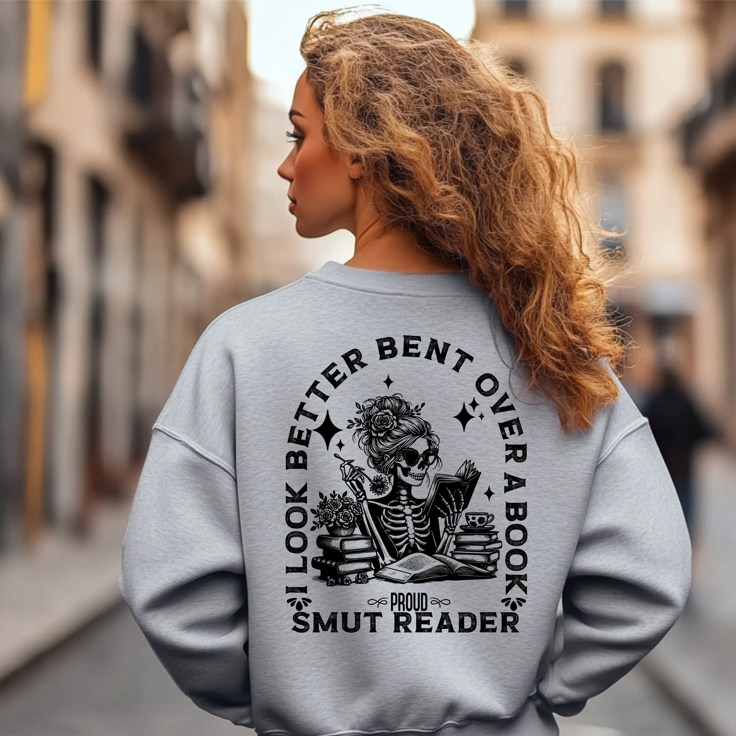 BENT OVER A BOOK, SMUT READER SWEATSHIRT S-4XL