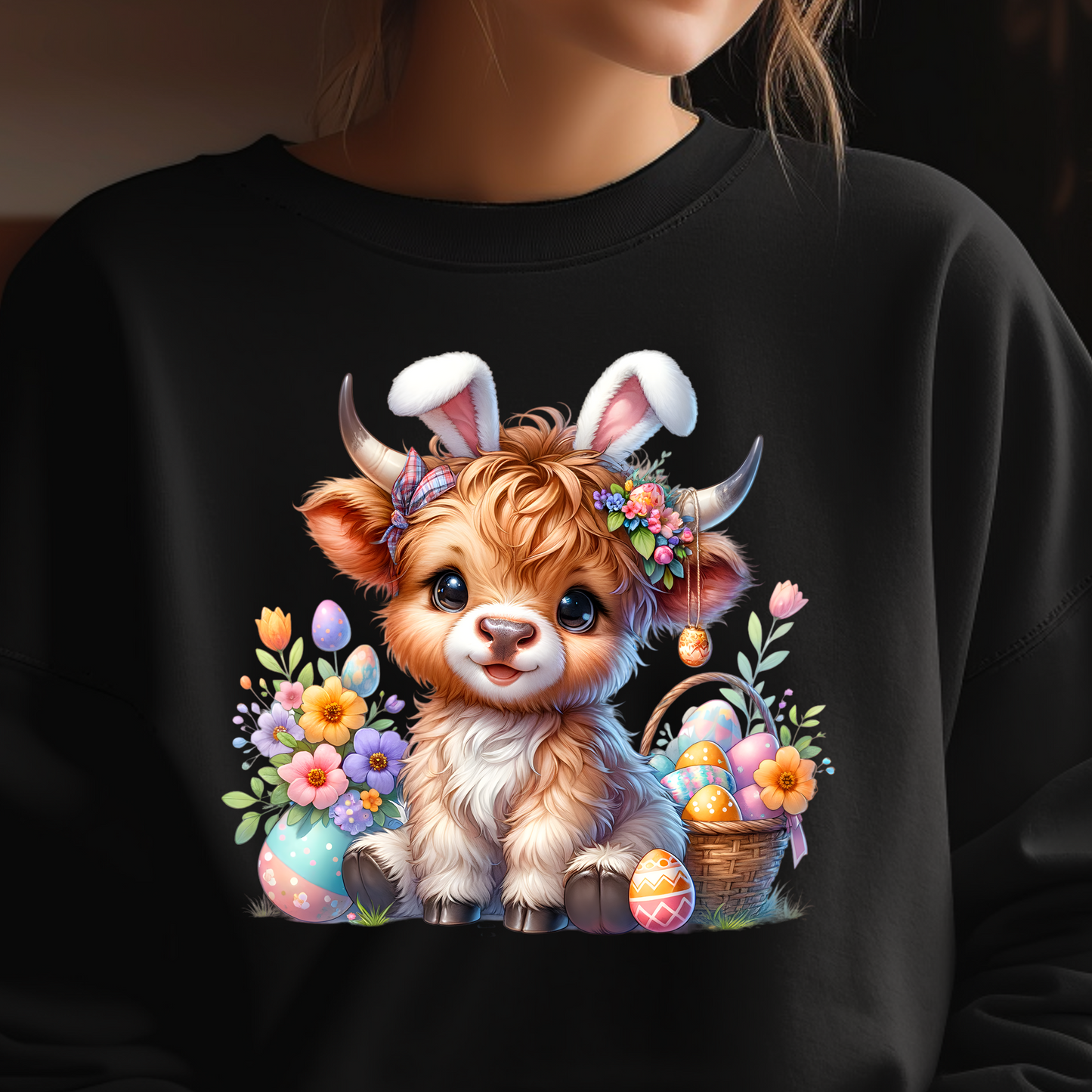 HIGHLAND COW CUTE EASTER SWEATSHIRT S-4XL