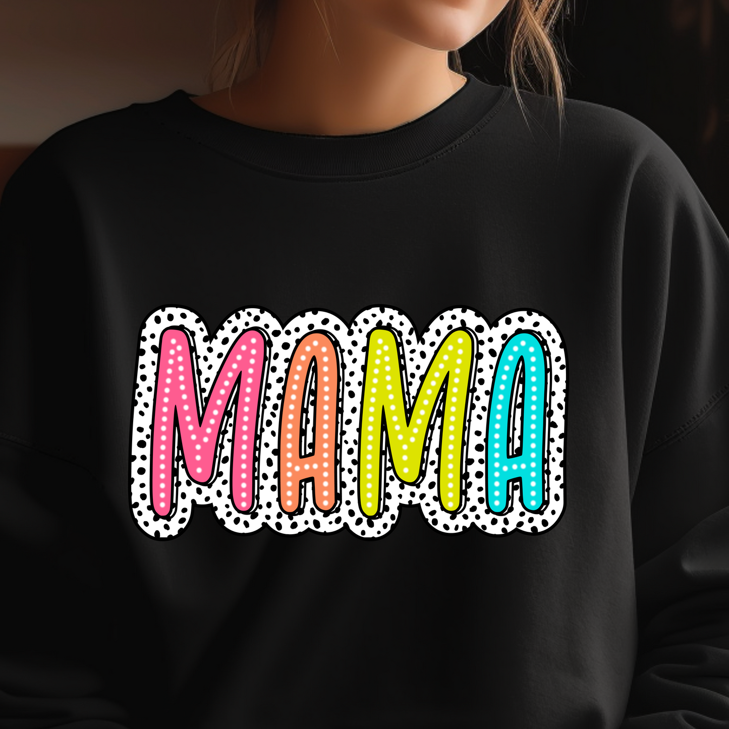 NEON MAMA WITH POLKA DOTS TSHIRT OR SWEATSHIRT S-4XL