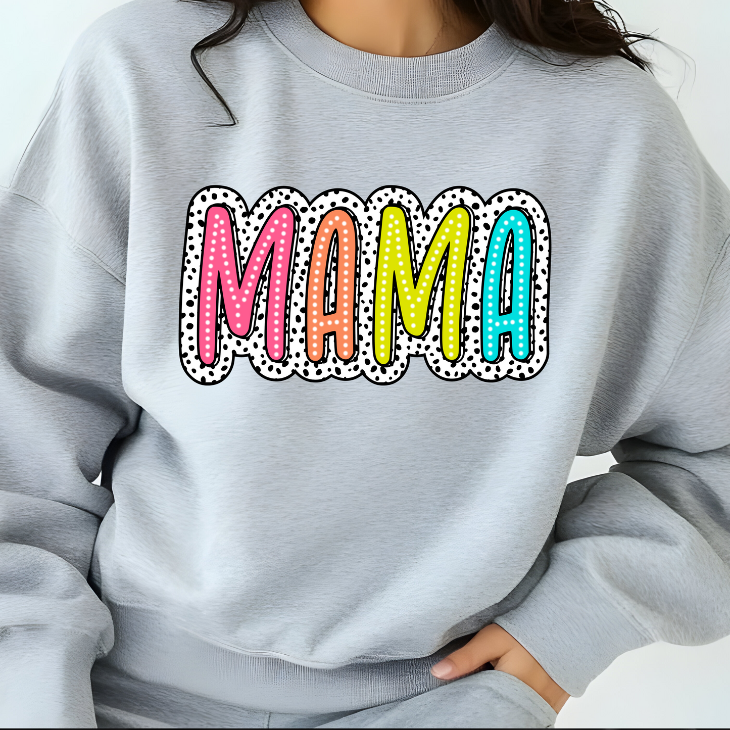 NEON MAMA WITH POLKA DOTS TSHIRT OR SWEATSHIRT S-4XL