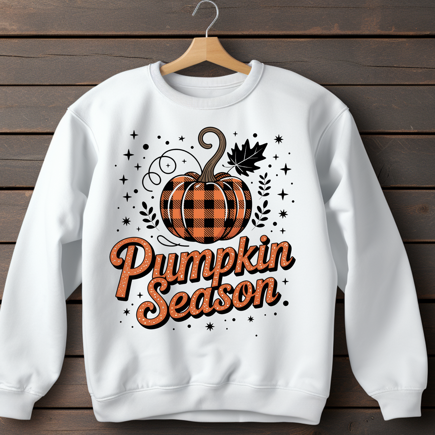 PLAID PUMPKIN SEASON TSHIRT OR SWEATSHIRT S-4XL