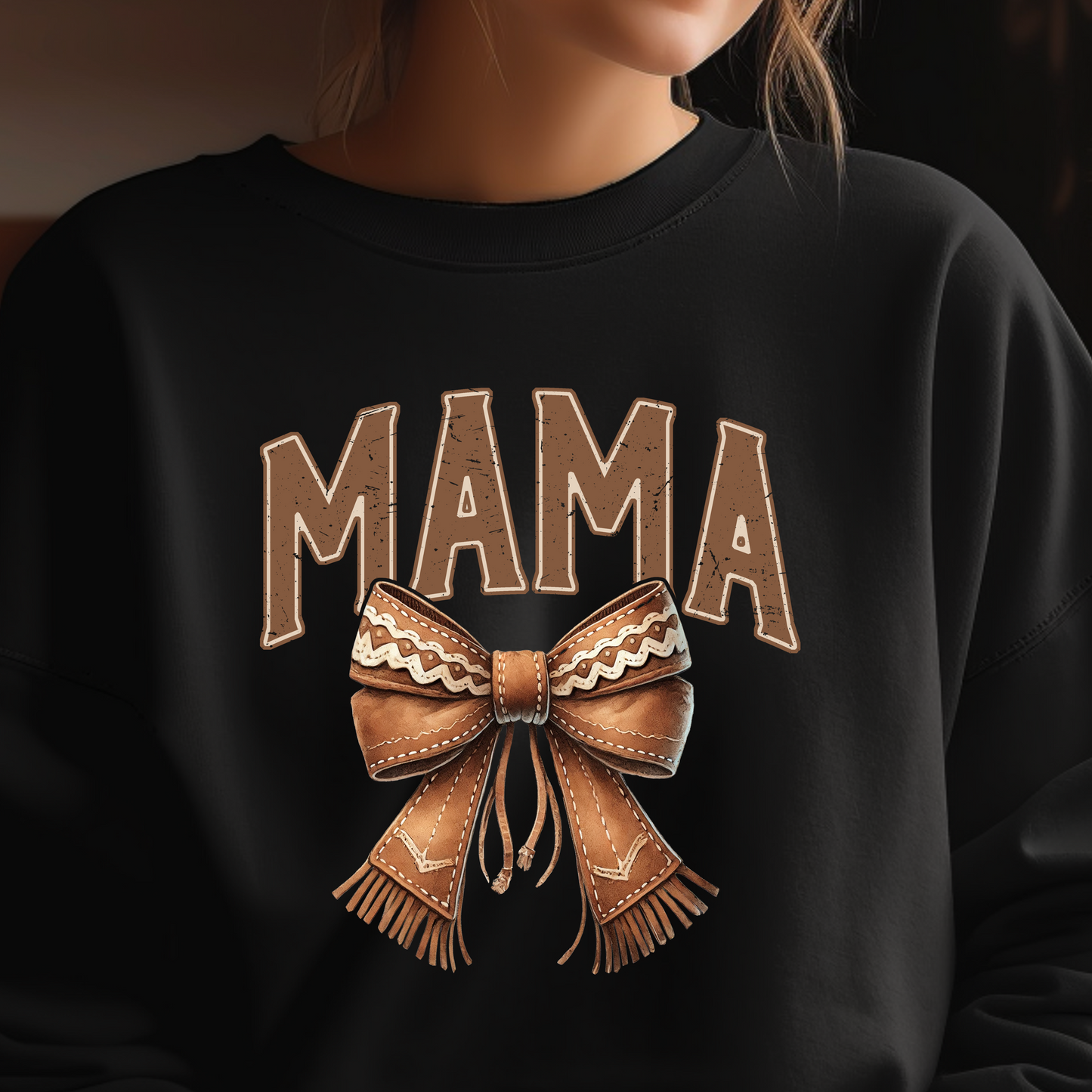 WESTERN MAMA WITH BOW SWEATSHIRT S-4XL