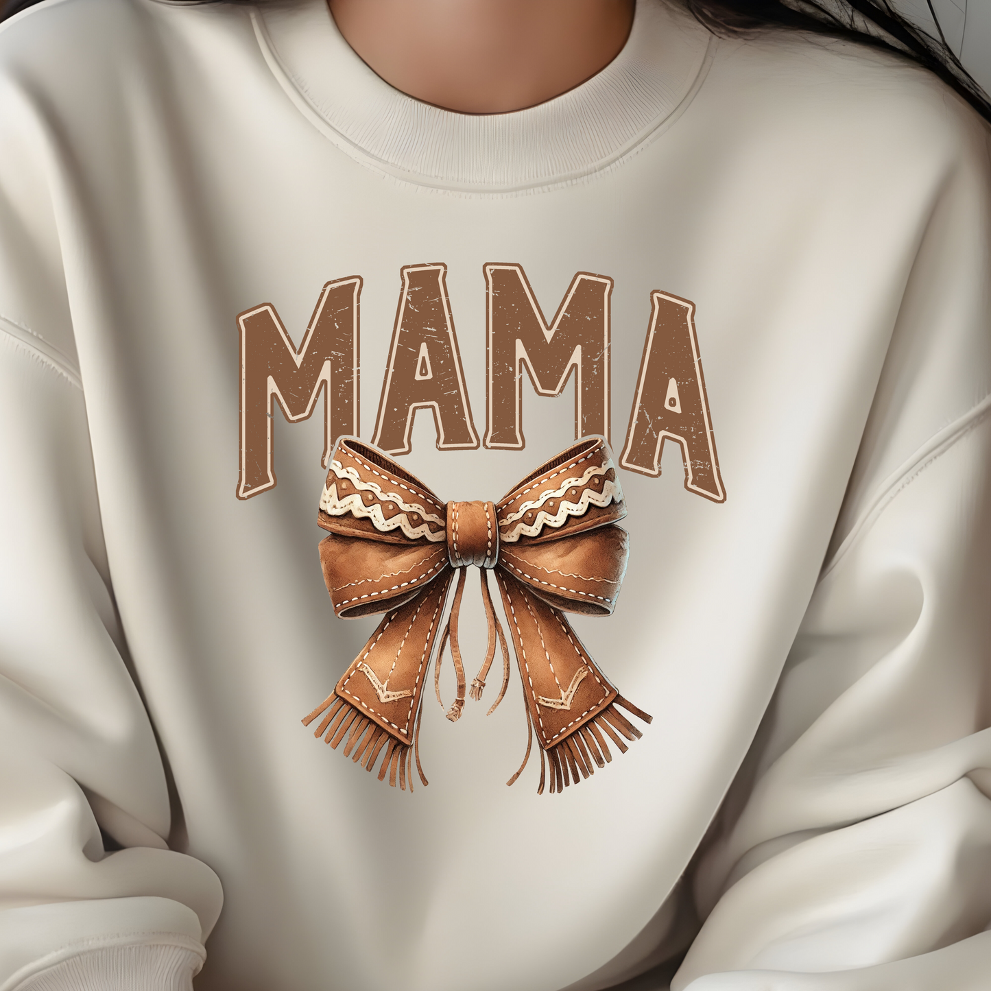 WESTERN MAMA WITH BOW SWEATSHIRT S-4XL