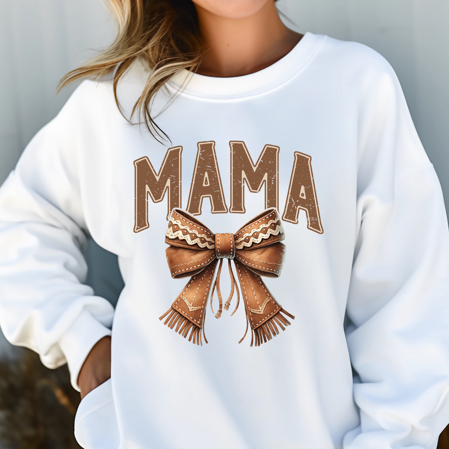 WESTERN MAMA WITH BOW SWEATSHIRT S-4XL