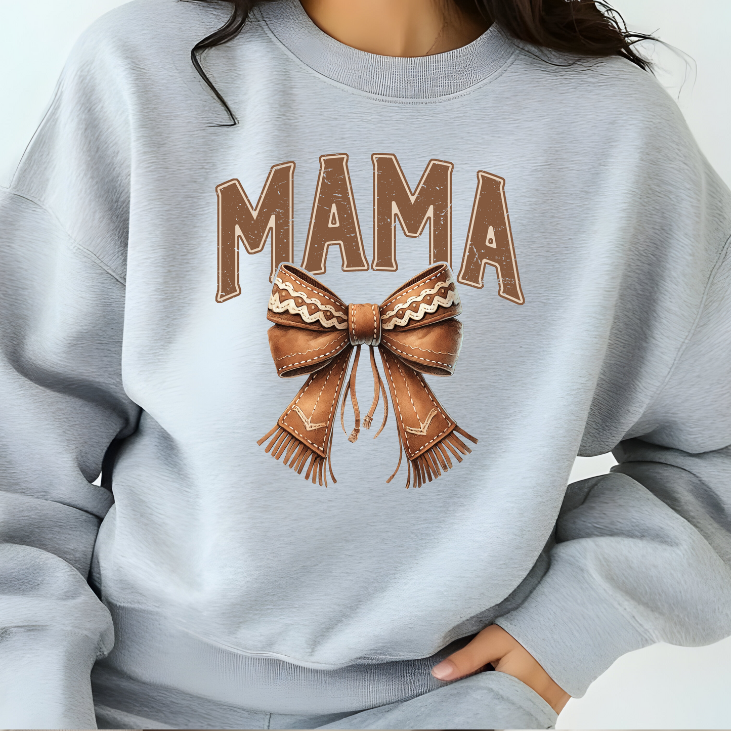 WESTERN MAMA WITH BOW SWEATSHIRT S-4XL