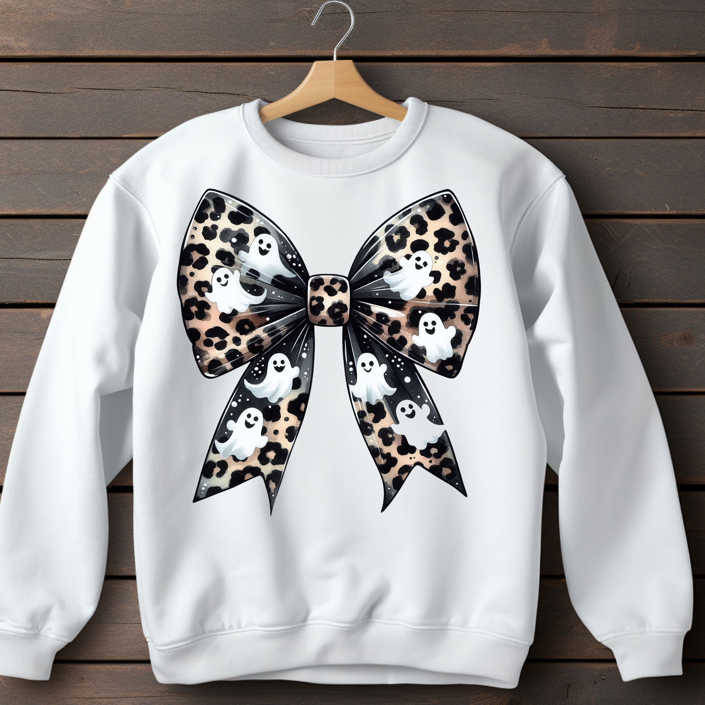 LEOPARD GHOST COQUETTE BOW TSHIRT OR SWEATSHIRT S-4XL