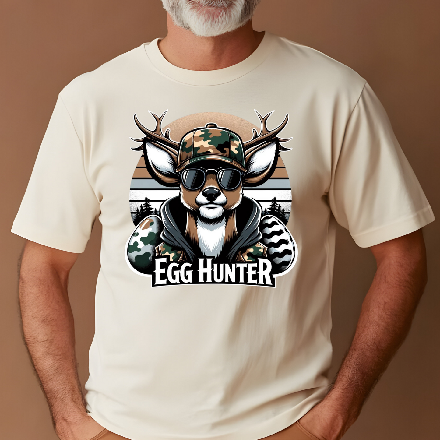 EGG HUNTER, CAMO, DEER, BUCK, MENS TSHIRT S-4XL