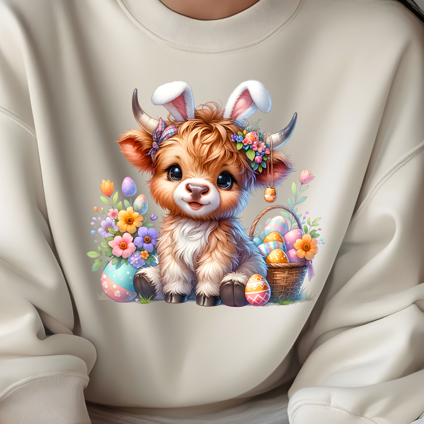 HIGHLAND COW CUTE EASTER SWEATSHIRT S-4XL