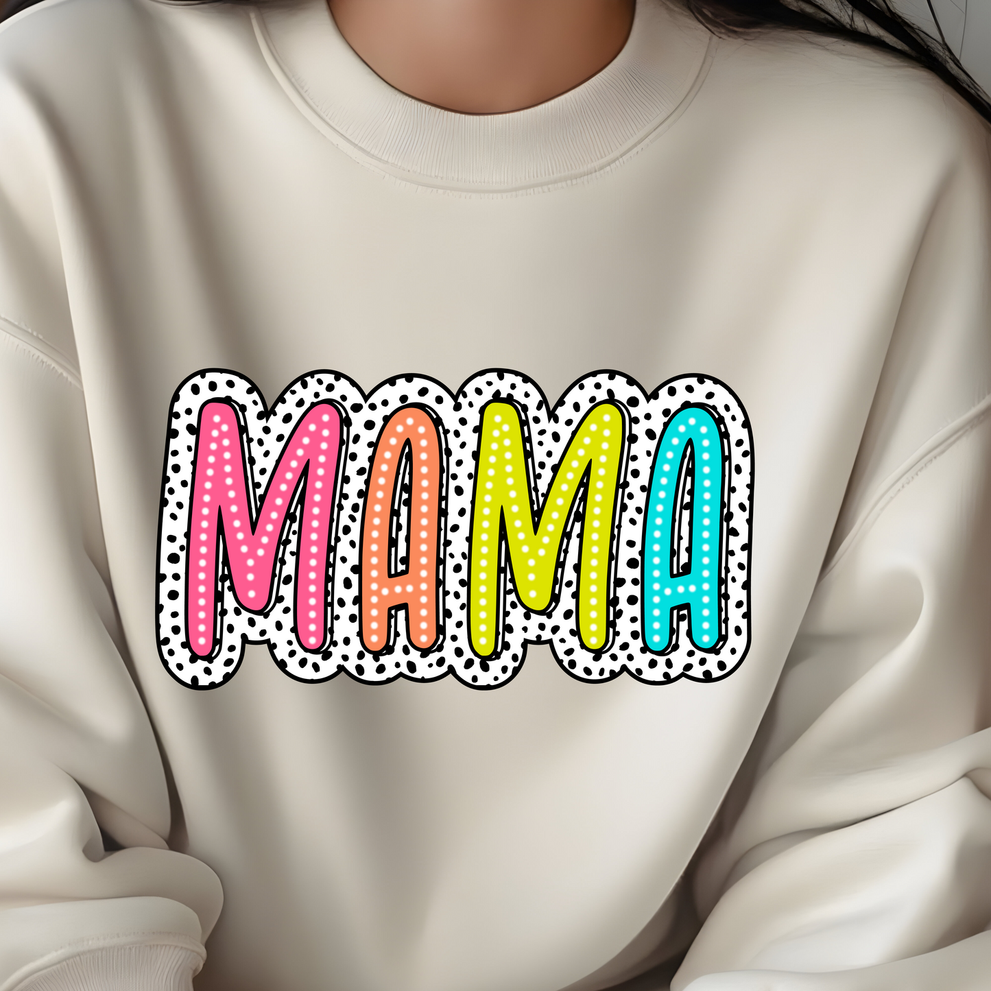 NEON MAMA WITH POLKA DOTS TSHIRT OR SWEATSHIRT S-4XL