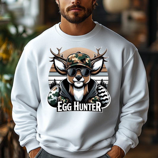 EGG HUNTER, CAMO, DEER, BUCK, MENS SWEATSHIRT S-4XL