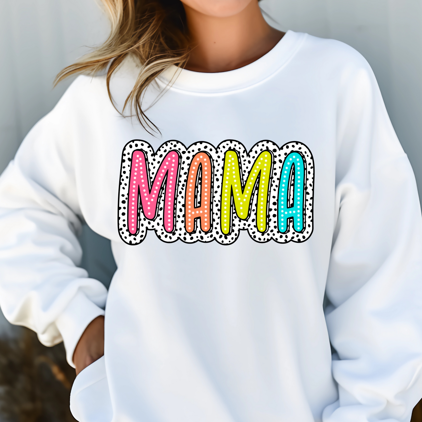 NEON MAMA WITH POLKA DOTS TSHIRT OR SWEATSHIRT S-4XL